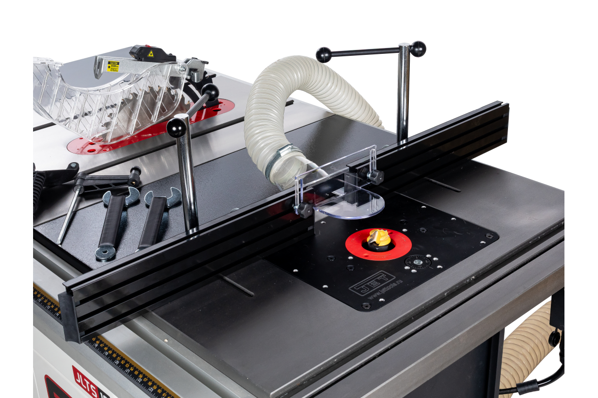 Фрезерный упор с защитным ограждением и накладками из алюминиевого профиля для фрезерного стола